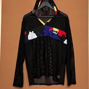 Mens Long sleeve Mesh Shirt in Black